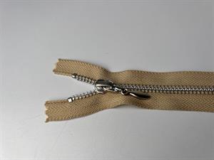 Lynlås - ikke delbar, sand med metaltænder, 13 cm