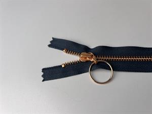 Lynlås - ikke delbar, mørk petroleumsblå med metaltænder, 13 cm