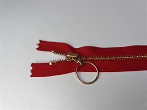 Lynlås - ikke delbar, rød med metaltænder, 12 cm