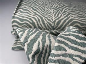 Vævet bomuld - flot zebramønster i mint/offwhite