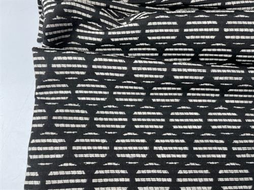 Jacquard vævet - sort med cirkelformede motiver