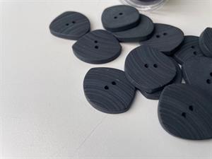 Knap - gråblå med riflet mat overflade, 28 mm