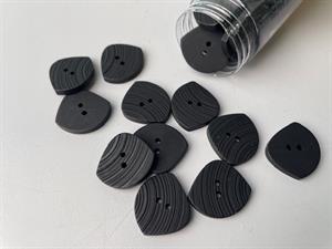 Knap - sort med riflet mat overflade, 28 mm