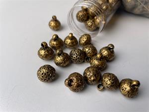 Metal look knap  - rund, filigran look, 12 mm