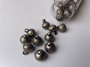 Metal look knap  - rund, filigran look, 12 mm