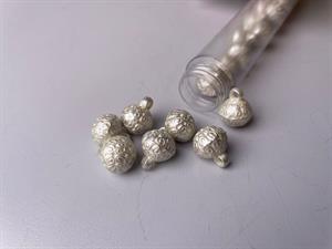 Metal look knap  - rund, filigran look, 12 mm