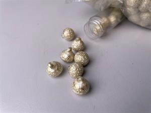 Metal look knap  - rund, filigran look, 12 mm