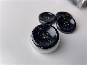Knap - sort, tyk, med diskret splash, 30 mm