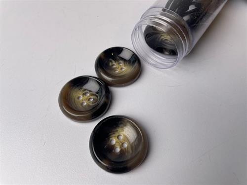 Knap - brun, tyk, horn look 27 mm