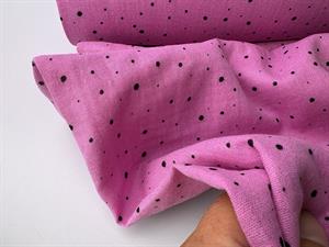 Dobbelt gauze - bambino with print & foil, fuchsia