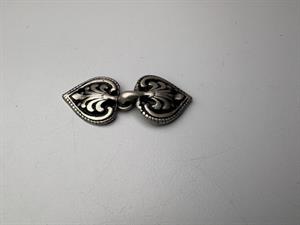 Norske hægter - bladformet, fine og i antik sølv, ca. 45 mm