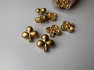 Kløver knap - plast i guld look, 23 mm
