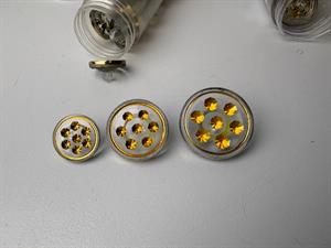 Glas knap - med trykte guld sten look, 21 mm
