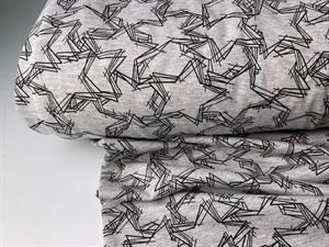 Bomuldsjersey - gråmeleret med sort streg af stjerner