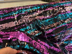 Pailletstof - purple stripes