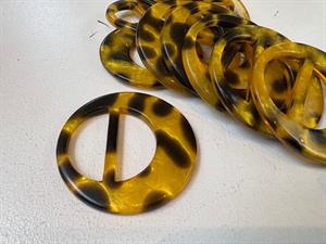 Spænde - rund og guld leopard look