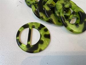 Spænde - rund og grøn leopard look