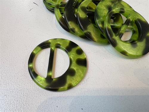 Spænde - rund og grøn leopard look