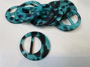 Spænde - rund og turkis leopard look