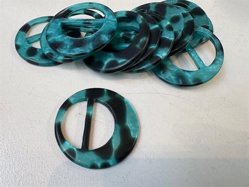 Spænde - rund og turkis leopard look