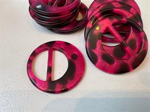 Spænde - rund og pink leopard look