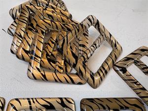 Spænde - firkantet og guld zebra look