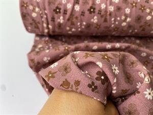 Bomuldsjersey - smukke smukke blomster på mauve bund