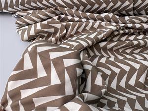 Polyesterjersey - zigzag i beige og offwhite 