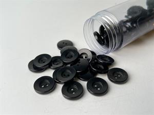 Knap - sort med tyk kant, 15 mm