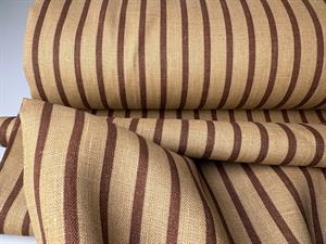 100% hør - trykte striber i beige og brun