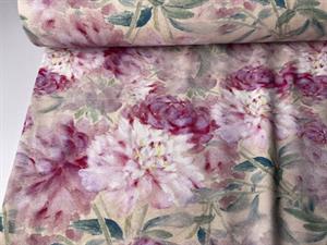 Viscosejersey - fine dahlia i rosa toner