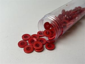 Knap - rød med tyk kant, 12 mm