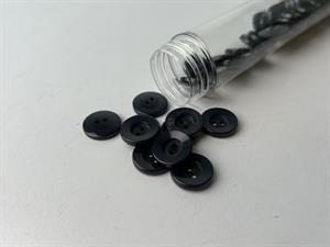 Knap - sort med tyk kant, 15 mm