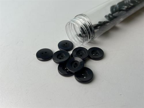 Knap - sort med tyk kant, 15 mm