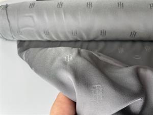 Viscose/acetat foer - elegant grå med logo print