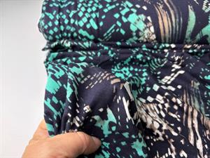 Viscosejersey - grøn sort mønster 