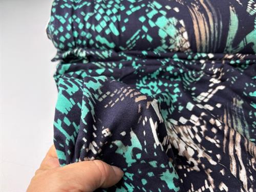 Viscosejersey - grøn sort mønster 