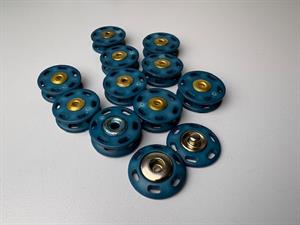 Tryklås - lækker trykknap til påsyning, blå og 20 mm