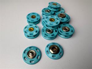 Tryklås - lækker trykknap til påsyning, turkis og 20 mm