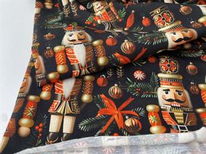 Bomuldsjersey - nøddeknækkeren og fine dekorationer, rest på 60 cm