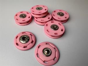 Tryklås - lækker trykknap til påsyning, lyserød og 30 mm