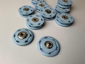Tryklås - lækker trykknap til påsyning, lyseblå og 30 mm