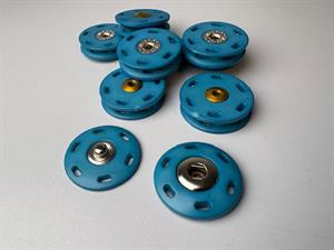 Tryklås - lækker trykknap til påsyning, petrolblå og 30 mm