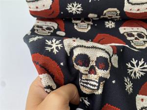 Bomuldsjersey - knitted christmas skulls, gots