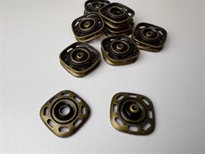 Tryklås - stor lækker trykknap i antik messing, 25 mm