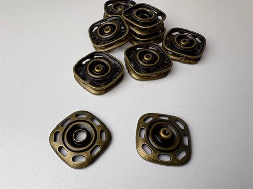 Tryklås - stor lækker trykknap i antik messing, 25 mm