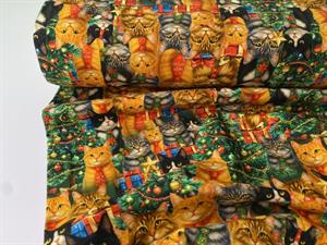 Bomuldsjersey - merry cats, gots