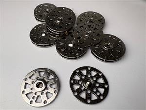 Tryklås - stor lækker trykknap i gun metal, 45 mm