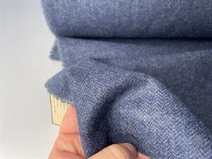Beklædningsuld - lækker sildebensvævning i jeans blå
