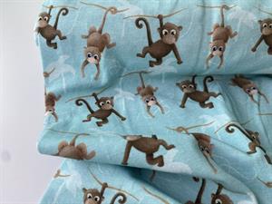 Bomuldsjersey - skøre aber på lys mint bund